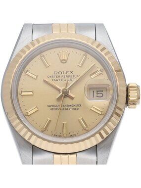 Rolex Datejust Watch 18k Yellow Gold SS Champagne